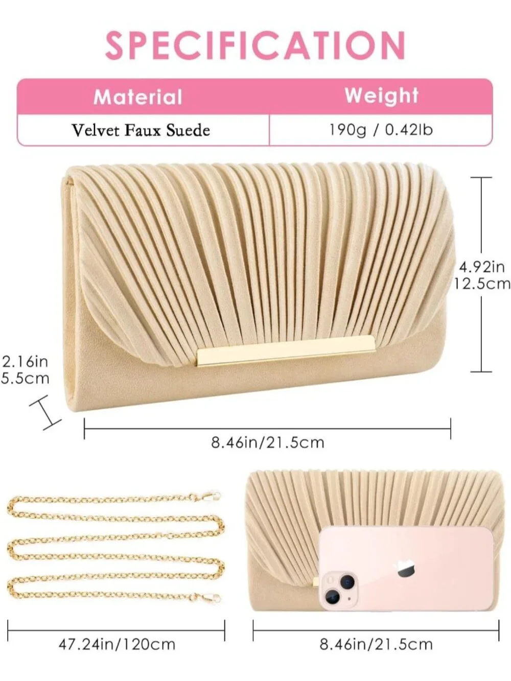 👜Women's Nude Evening Handbags for Formal Wedding Party Prom Shoulder Bags